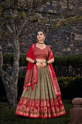 MEHENDI Presenting a perfectly blended Tussar silk lehenga for festive season to charm your look  LNB1200MND