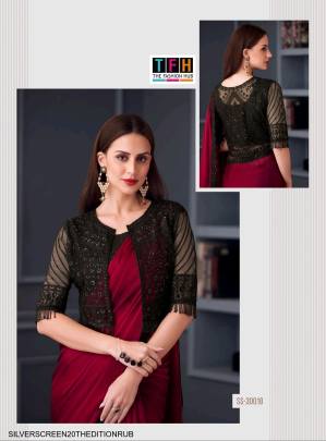 Midas Touch Satin Chiffon Silk Designer Saree in Ruby Red