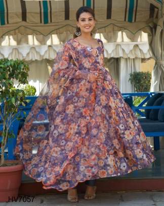 Anarkali Gowns, Fashionable Printed Gown, Trendy Gown, Designer Gown,  Partywear Gown And WeddingWear Gown, Heavy Quality