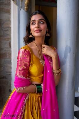 Mustard Tarika A touch of South Indian grace lehenga choli LNB2023MST
