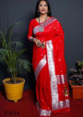 nath paithani Pure Silk Paithani Saree In Red Color By Surati Fabric