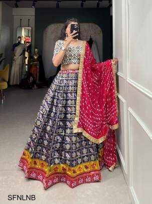 Navy Blue Refresh Your Look Wearing This Exclusive Colored Wedding Wear Patola Lehenga Choli
