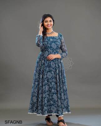 Rama Butti Fox Georgette With  kolam Mural Print Gown 