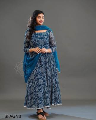 Rama Butti Fox Georgette With  kolam Mural Print Gown 