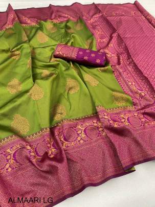 New Light Ggreen designer Jacquard Banarasi Silk Saree