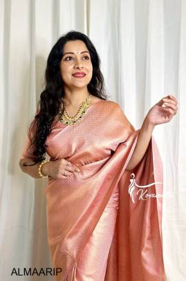 New Pink Soft Silk Jacquard Banarasi Saree