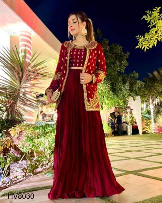 New Super Trending Velvet Party Wear Shrug lahenga HV8030