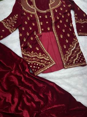 New Super Trending Velvet Party Wear Shrug lahenga HV8030