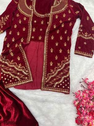 New Super Trending Velvet Party Wear Shrug lahenga HV8030