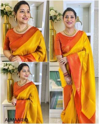 Orange banarasi Super Rich silk Jacquard Saree
