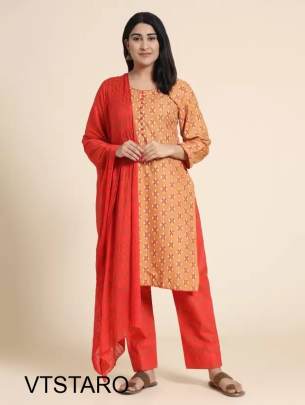 Pink Colour Cotton Embroidered Salwar Kameez Suit Unstitched Dress Material -Florence16