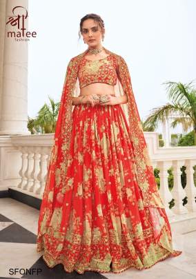 Orange New Floral Printed Lehenga Choli 