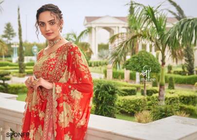 Orange New Floral Printed Lehenga Choli