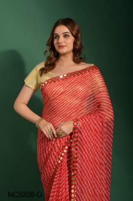 Orange New stylist laheriya saree NC5208