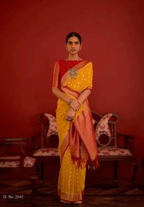 Orange Sanganer Kimora Brand Saree Catalog