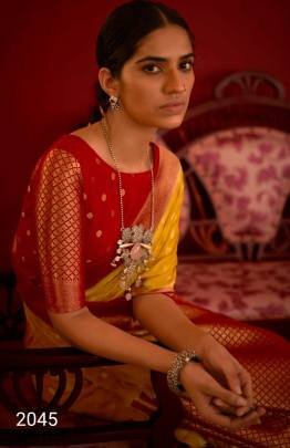 Orange Sanganer Kimora Brand Saree Catalog