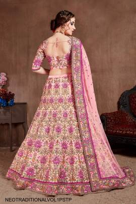Pastel Pink Mulberry Silk Lehenga Choli Neo Traditional Vol 1 by Zeel Clothing