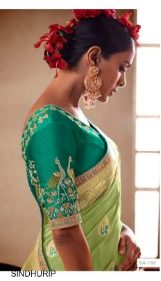 Green Color Kimora Sindhuri Meenakari Saree Catalog In Pure Dola Silk