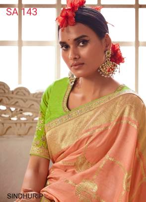 Peach Color Kimora Sindhuri Meenakari Saree Catalog In Pure Dola Silk