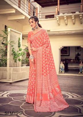 Peach Soft Lilen Cotton Saree 