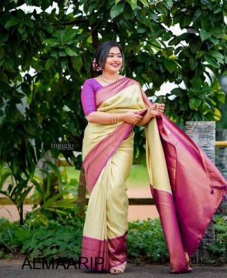 Pink Color Pure Soft Silk Heavy Saree With Zari Pallu