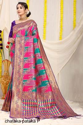 Pink Color Shade Soft Silk Based In Gold Jari Work Chataka Pataka