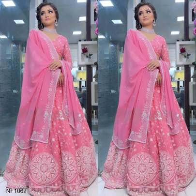 Pink Colour Embroidered Attractive Party Wear Silk Lehenga choli NF1062