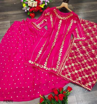 Pink Designer Suit Zari