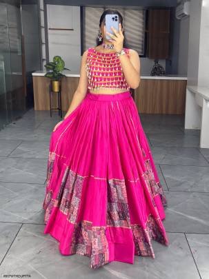 Pink Ethnic Women Cotton Lehenga Sets  Navratri Collection 8007WTHDUPTTA