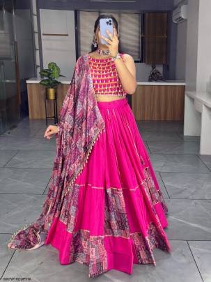 Pink Ethnic Women Cotton Lehenga Sets  Navratri Collection 8007WTHDUPTTA