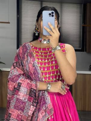 Pink Ethnic Women Cotton Lehenga Sets  Navratri Collection 8007WTHDUPTTA