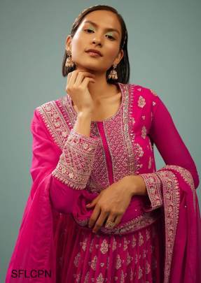 Pink New Designer Embroidery Work FULLY Stitched Fancy Buttons Anarkali 