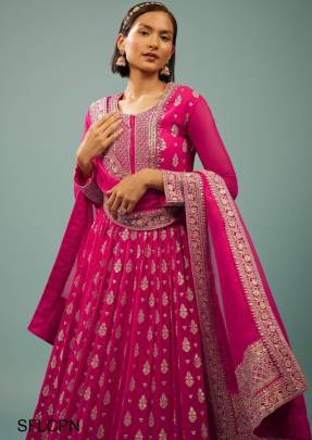 Pink New Designer Embroidery Work FULLY Stitched Fancy Buttons Anarkali 