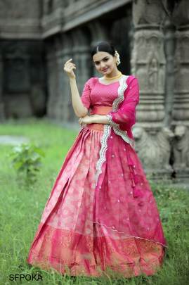 Pink Onam Special Lehenga Choli Collections