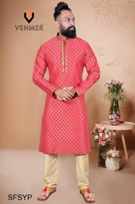 Pink Pinterest Kurta Pajama Heavy Jacquard Butti Silk