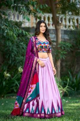 PINK Presenting a perfectly blended Tussar silk lehenga for festive season to charm your look  LNB120LPI