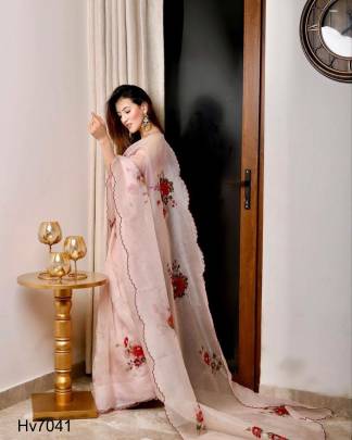  pink Super hit Khadi Organza Silk Saree Hv7041