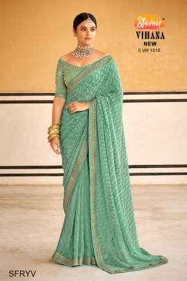 Pista Embroidery Border Saree Catalogue Vihana Of Brand STAVAN