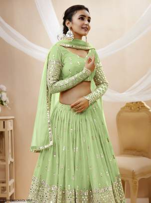 Pista Georgette Sequence Zari Embroidered Work Lehenga Expression Vol 1 by Zeel Clothing