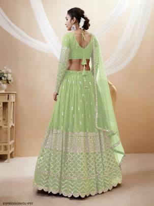 Pista Georgette Sequence Zari Embroidered Work Lehenga Expression Vol 1 by Zeel Clothing