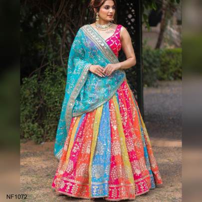 Prachi Solanki Multi Colour Digital Print Embroidered Attractive Party Wear Silk Lehenga choli NF1072