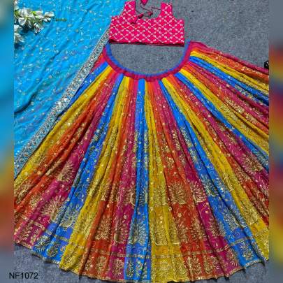 Prachi Solanki Multi Colour Digital Print Embroidered Attractive Party Wear Silk Lehenga choli NF1072
