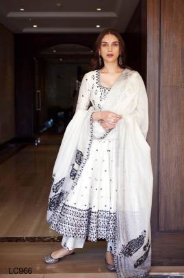 Presenting New Designer Black Embroidered Anarkali White Fancy Gown For Marrige Function LC966