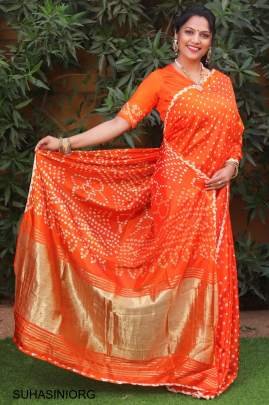 Pure Bandhej with Lagdi Patta Zari Weving Rich Pallu Saree in Orange