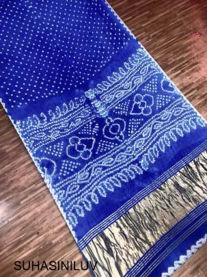 Pure Bandhej with Lagdi Patta Zari Weving Rich Pallu Saree in Lavender