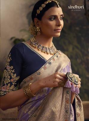 Pure Dola Silk Saree with Fancy Fabric and Embroidery Work Border in Light Violet