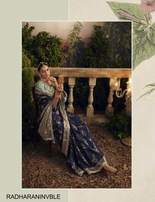 Pure Dola Silk Saree with Fancy Fabric and Embroidery Work Border in Navy Blue