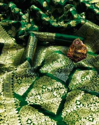 pure silk saree with gold jari jal and border with reach pallu