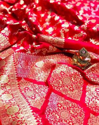  pure silk saree with gold jari jal and border with reach pallu