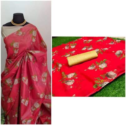   pure soft georgette Red Colour saree